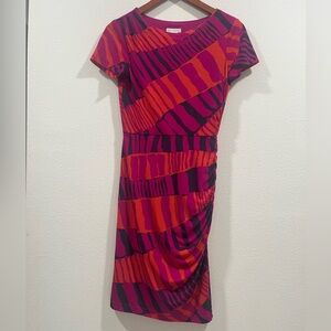 Donna Morgan Red and Purple Striped Midi Dress